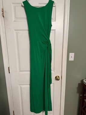 Lands End Sleeveless Green Twist-Detail Maxi Dress